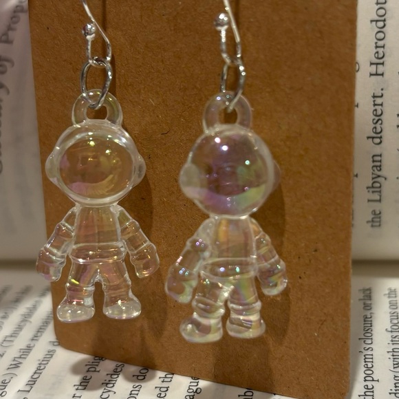 Astronaut Iridescent Sterling Silver Ball Hook Earrings NWT - Picture 5 of 6